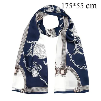 

NEW Autumn Spring Long Satin Silk Scarf Elegant Sunscreen Shawl Beach Towel Gift Scarf 100% Real Silk Handbag Head Scarves Wrap