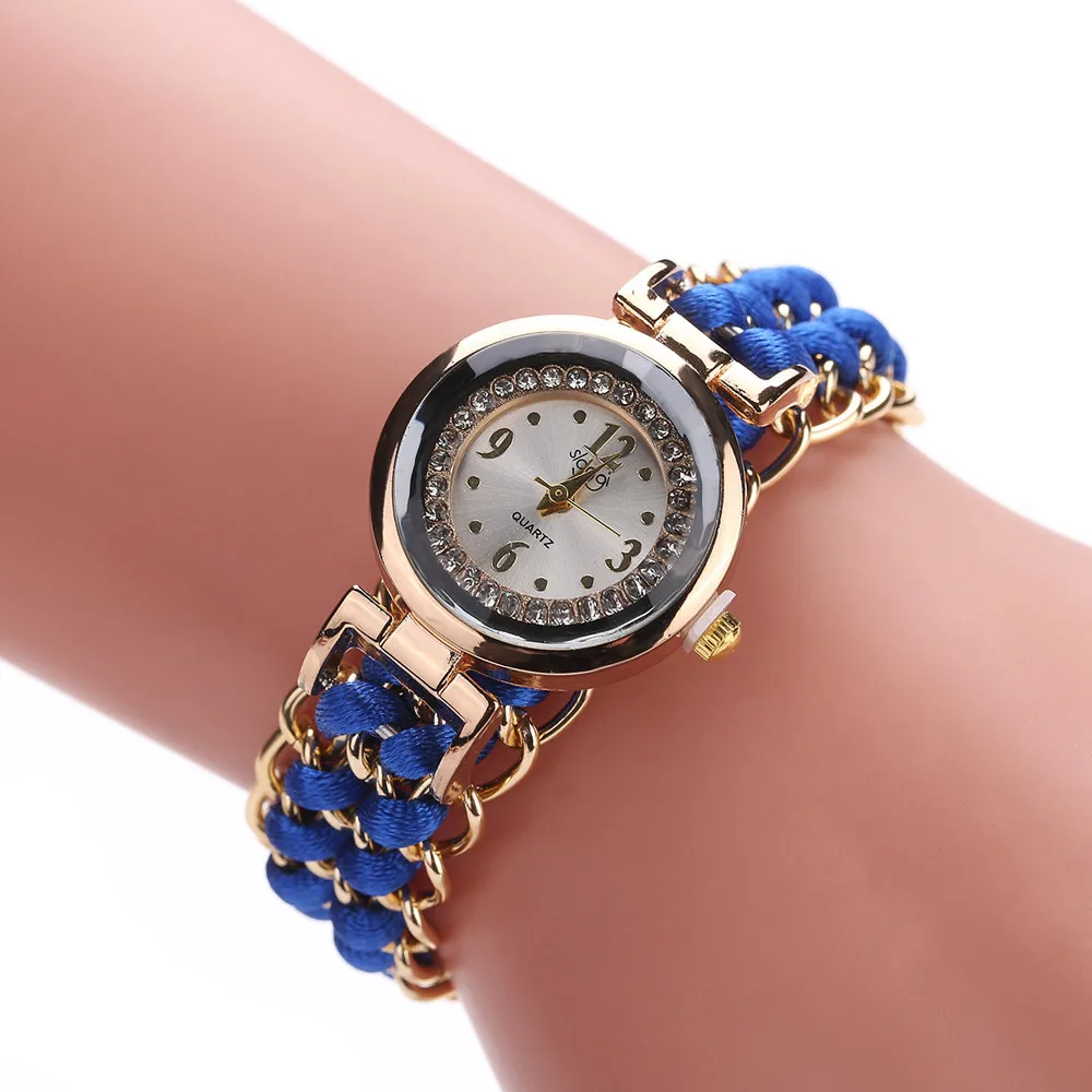 Женские наручные часы zegarki damskie с намоткой из вязаной веревки и цепи, аналоговые кварцевые часы, разные цвета, красивая мода - Цвет: as the picture shows