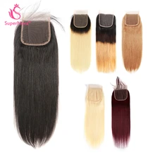 Supernova бразильские волосы на шнуровке, прямые волосы Remy, человеческие волосы, предварительно сорванные, /Средняя/три части, 4x4 дюймов, швейцарская шнуровка