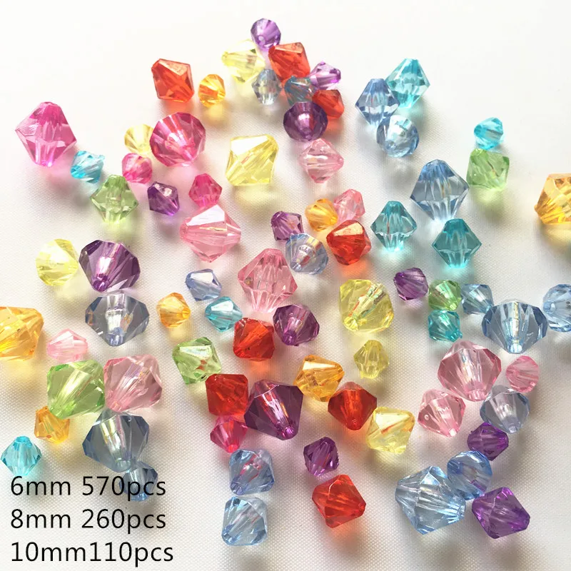 Meideheng Wholesale Acrylic Top Quality Transparent Bicone Colour Mixture Crystals Beads Jewelry