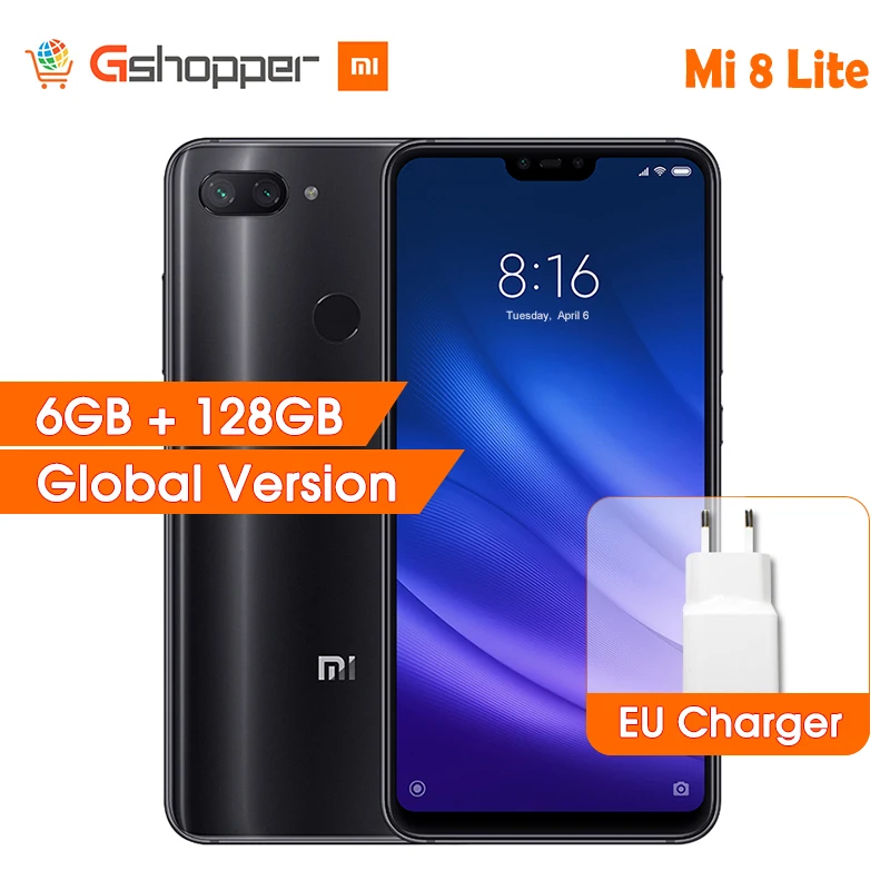 Глобальная версия Xiaomi Mi 8 Lite 6 GB 128 26 &quot19:9 Нотч полный экран Snapdragon 660 Восьмиядерный