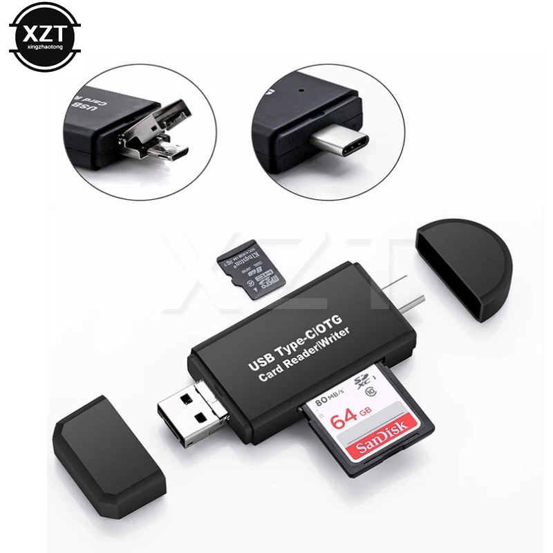 3 в 1 OTG Type C кардридер USB 0 Micro комбо 2 слота TF SD для смартфонов PC Pro горячая
