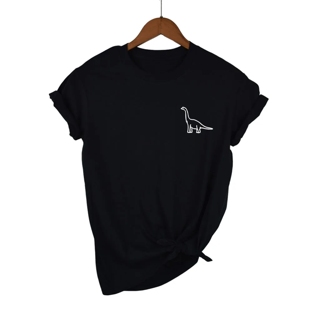 

100% cotton dinosaur pocket Print Women tshirt Casual Cotton Hipster Funny t shirt For Lady Top Tee Tumblr Drop Ship