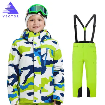 Boys Ski Jacket Pant Children Waterproof Windproof Clothing Kids Ski Set Winter Warm Snowboard Outdoor Ski Suit Boys Ski Set free shipping kids ski jacket winter outdoor children clothing windproof skiing jackets warm snow suit for boys girls
