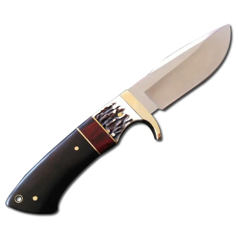 

ToughKeng Outdoor Survival Knives 7Cr17Mov Steel Antlers Walnut Ebony Handle Hunting Fixed Blade Knife Top Quality