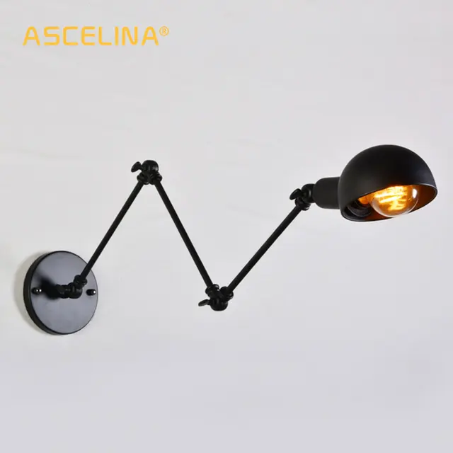 อุตสาหกรรม VINTAGE โคมไฟปรับ sconce DIY ยาวแขนโคมไฟติดผนังหลายเลือกไฟ LED-ใน โคมไฟติดผนัง LED ในร่ม จาก ไฟและระบบไฟ บน