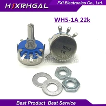 2pcs WH5-1A 22k ohm 3-Terminals Round Shaft Rotary Taper Carbon Potentiometer