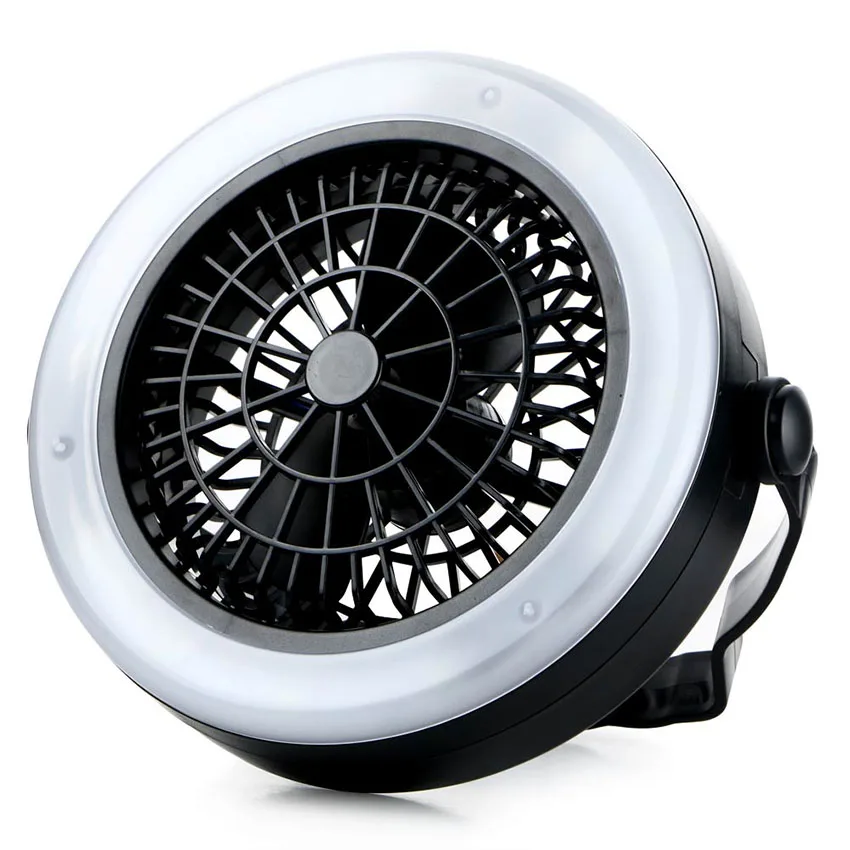 

Multi-function LED 2 In 1 Camping Fan Light hanging Tent Lamp Mini Air Cooler Fans Outdoor Camping Fan with Hanging Hook