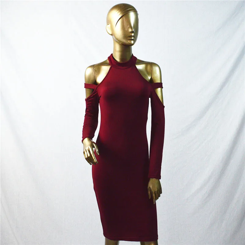 2016 Winter Party Women Dress Sexy Night Club Dresses Off Shoulder Midi Bodycon Dress Black Bandage Dress Girls Vestidos18