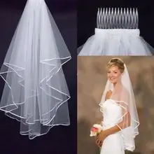 Короткая фата для невесты двухслойная 75 см Длинная лента Свадебная Фата с расческой белый цвет слоновой кости свадебные аксессуары недорогие