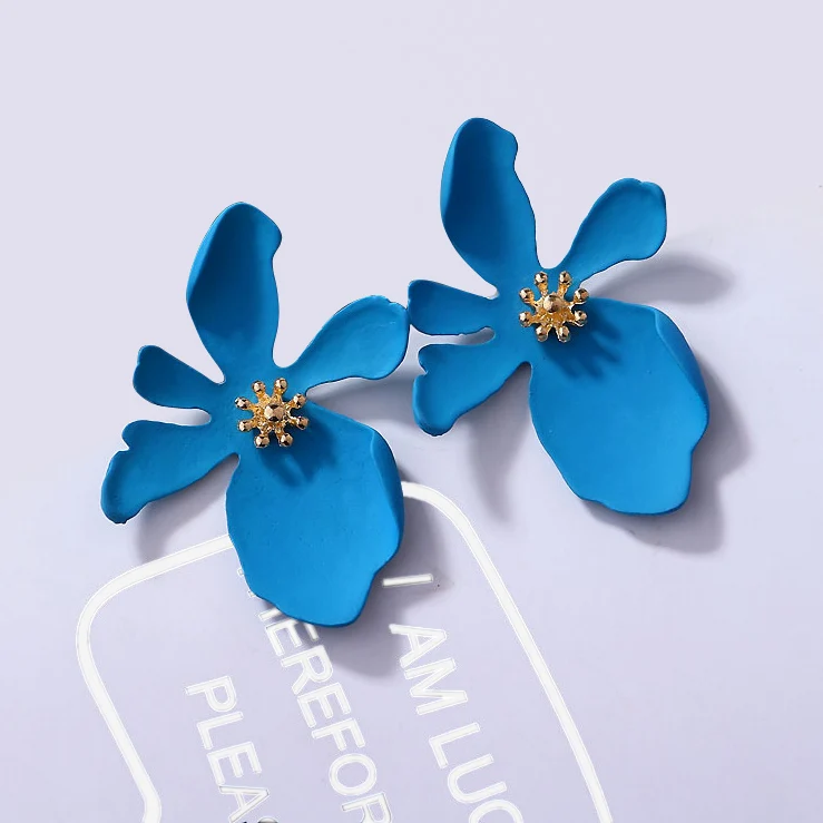 

New Design Romantic Lovely Flower Simple Stud Earrings For Women Korean Sweet Big Statement Beach Party Earring Girls Gift