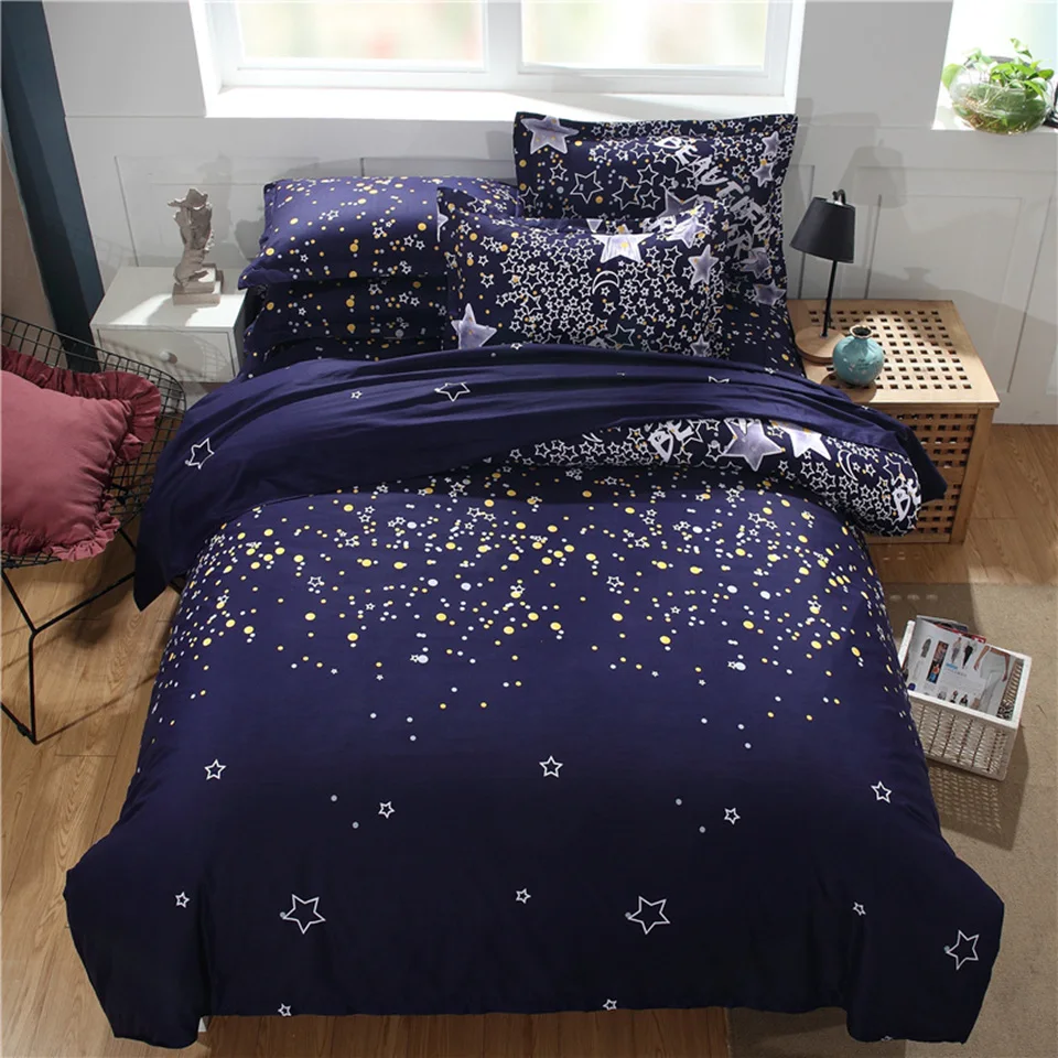 

Wongsbedding blue star Bedding Set Duvet Cover Twin Full Queen King Size 3PCS