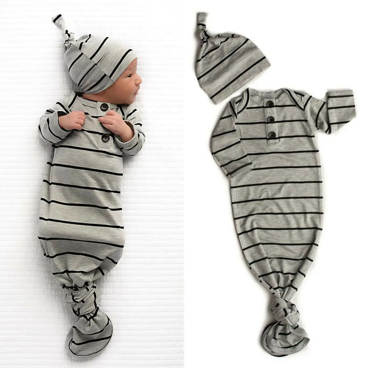 Новорожденный Младенец спальный мешок Пеленать Обернуть постельные принадлежности одежда шляпа наряд набор AU