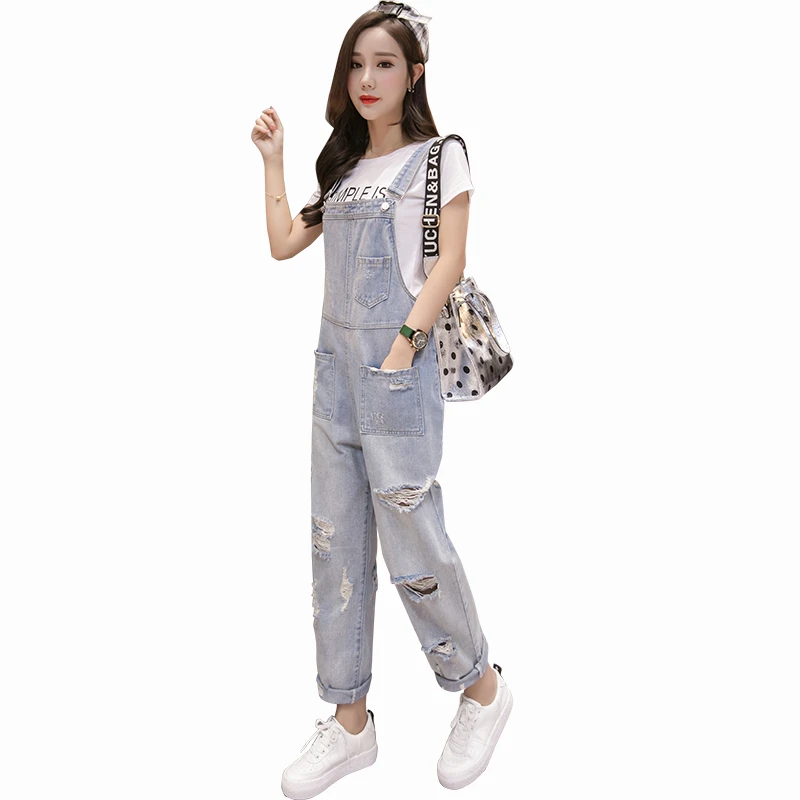 

Spring Summer Personality Hole Jeans Jumpsuit Women Large size Sling Jumpsuit Women's Jeans Denim Pants Ladies Overalls Bodysuit