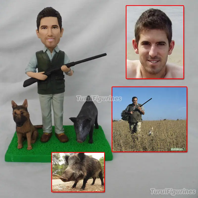 

hunter with his prey figurines miniatures mini statue fully handmade sculpture design wedding acrylic cake topper anniversary