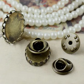 

Collar Clip Settings 13x18mm 18x25mm Oval Lace Bezel tray Pin Back Cabochon Base Accessories DIY Findings Brooch Pins for Shirt
