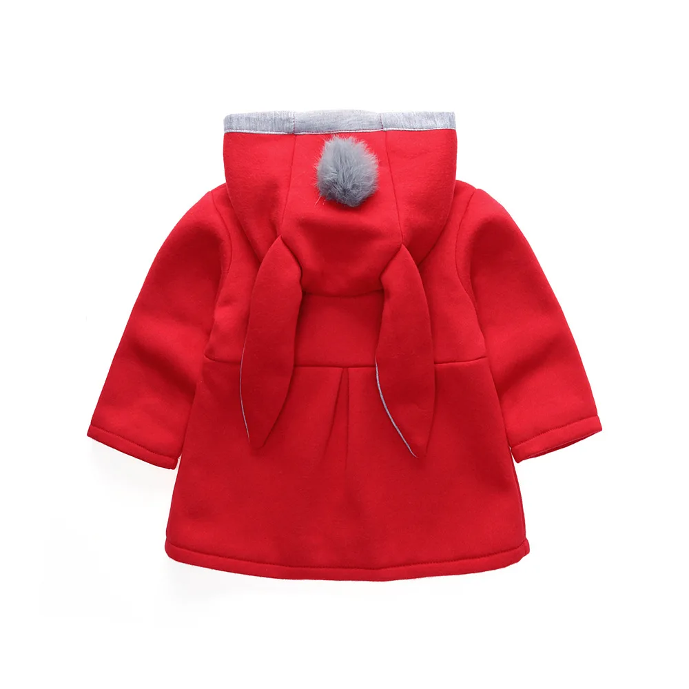 JIOROMY/Новинка года; зимняя куртка с капюшоном и заячьими ушками; пальто для девочек; милая хлопковая одежда