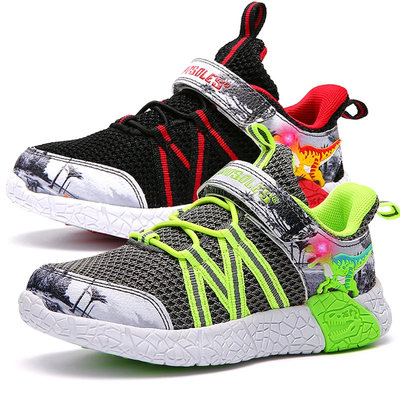 

Dinoskulls Child Shoes Light Up Mesh Sneakers Boys LED Running Sports Kids Trainers 2019 Autumn Tennis Shoes Children Sneakers