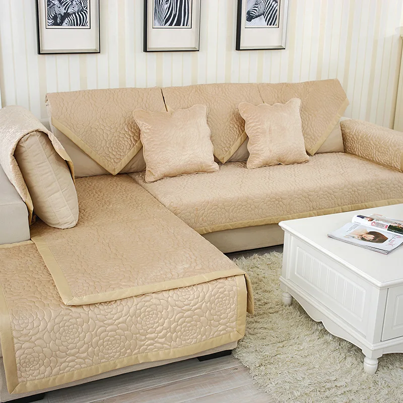 Modern plush sofa cushion Non slip winter leather sofa Flannel