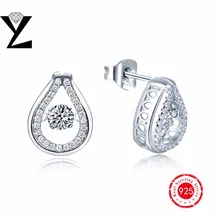 2016 Scorching Sale 925 Sterling Silver Stud Earrings Girls Equipment With AAA White Pure Dancing Stone Jewellery 925 silver Girls