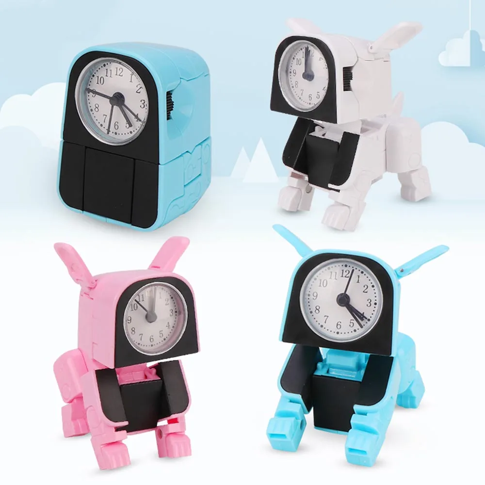 Детский деформационный будильник робот игрушка мини собака форма игрушечные часы милый вариант игрушки раннего развития для детей