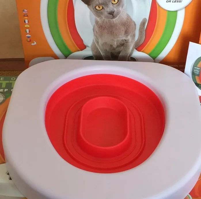 3 Step Cat Toilet Training System Kit Colourful Plastic Training Queakly Easy to Use Human Toilet 8 weeks or less Pet Supplies