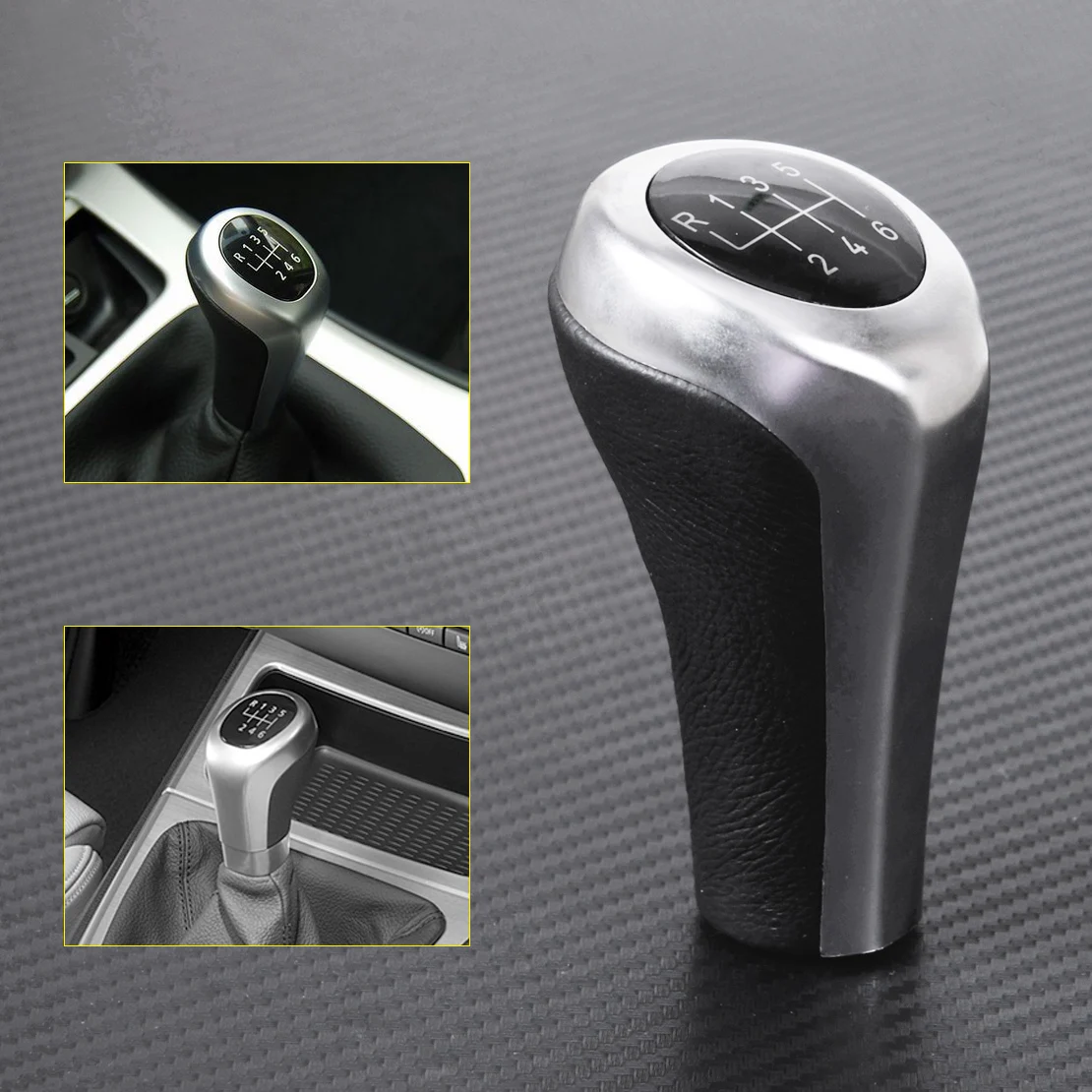 DWCX PU Leather 6 Speed Manual MT Gear Stick Shift Knob For BMW 1 3 5 6
