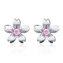 Стерлинговое Серебро 925 пробы, модные женские серьги-гвоздики с цветком персика, ювелирные изделия для женщин, женский свадебный подарок, дешево, Прямая поставка