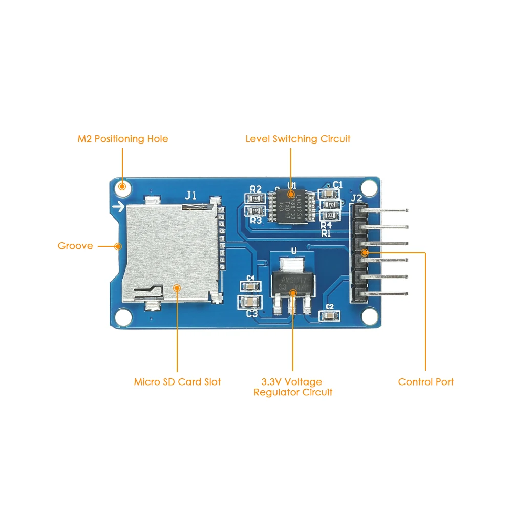 3 шт. картридер 2 микро-sd щит TF карта памяти Щит Модуль 6 Pin SPI для Arduino