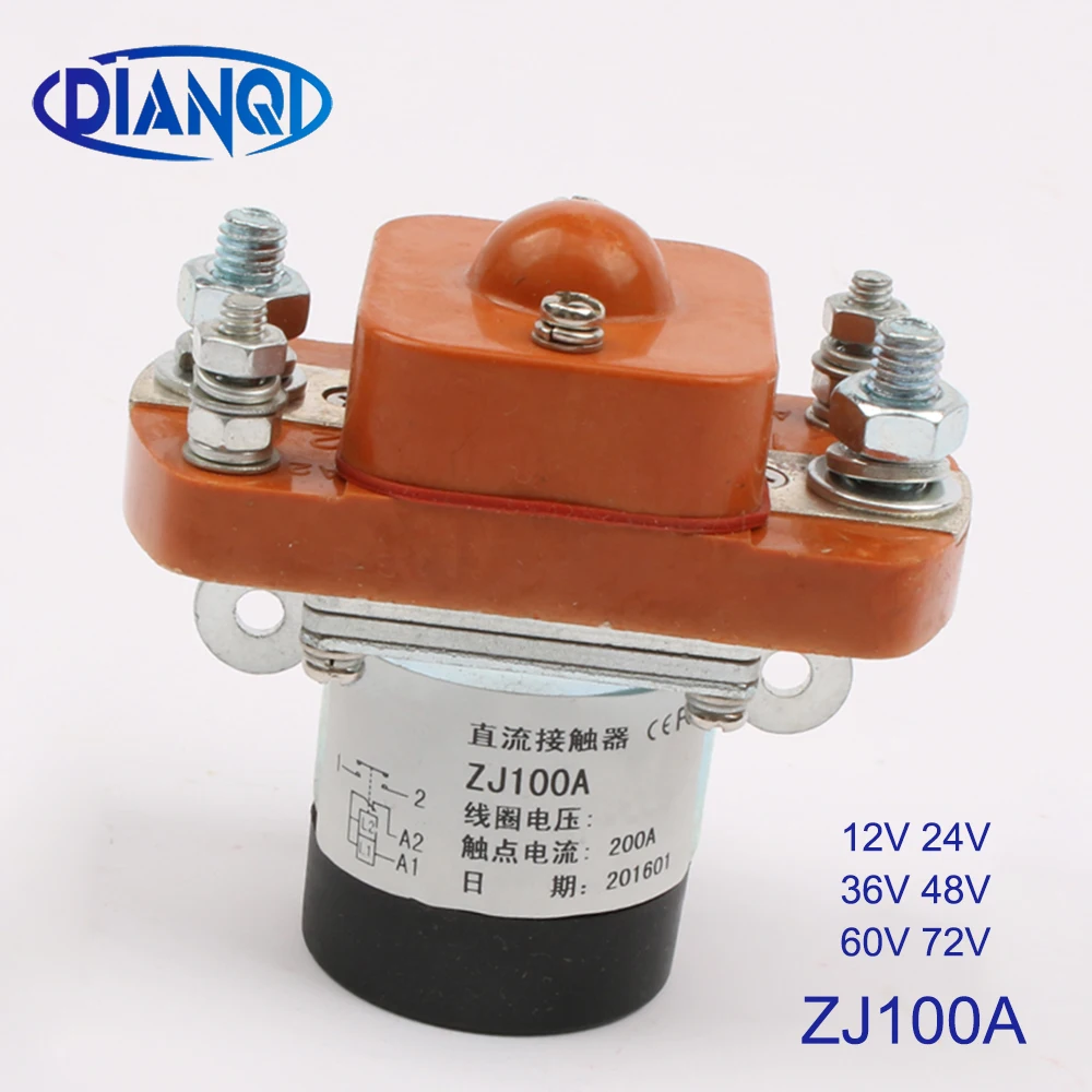 

ZJ100A NO (normally open) 12V 24V 36V 48V 60V 72V 100A DC Contactor for motor forklift electromobile grab wehicle car winch