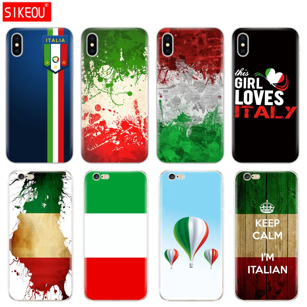 

Silicone Cover Phone Case For Iphone 6 X 8 7 6s 5 5s SE Plus 10 XR XS Max Case Italy flag