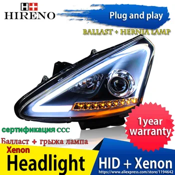 

Hireno Headlamp for 2013-2015 Nissan Tiida Headlight Headlight Assembly LED DRL Angel Lens Double Beam HID Xenon 2pcs