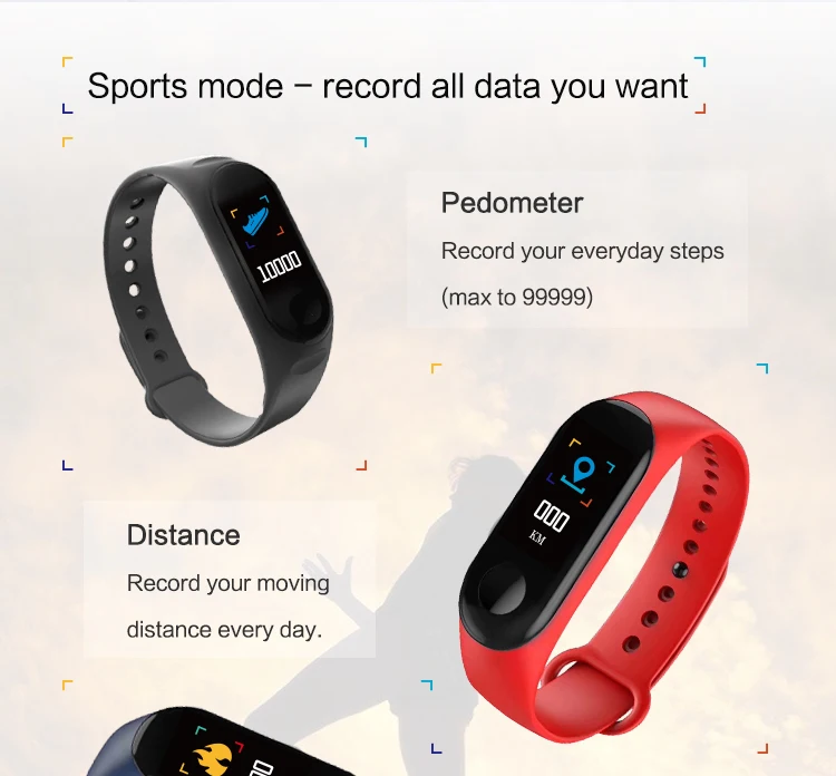 Смарт-браслет M3, цветной экран, SMS, напоминание, фитнес-трекер, монитор сердечного ритма, умный спортивный браслет для Android IOS PK C1Plus G26 Y5