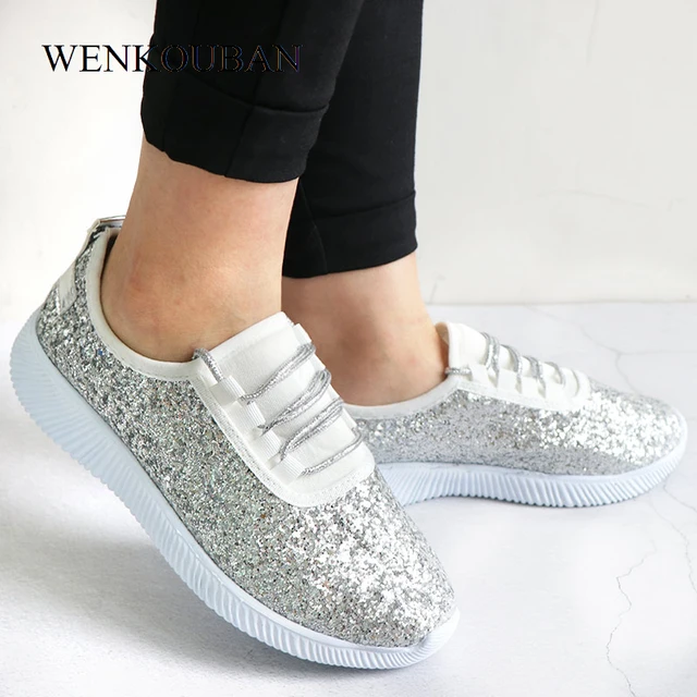 Women White Sparkly Casual Shoes Women's Shoes Shoes