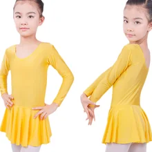 Футболка с длинными рукавами из спандекса, для гимнастики трико для Балетное платье для девочек Костюмы Детская Одежда для танцев