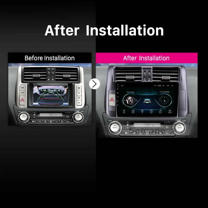 Top Seicane Android 8.1 9 inch Car Multimedia player For Toyota Prado 150 2010 2011 2012 2013 2din GPS Navigation support AUX USB 4