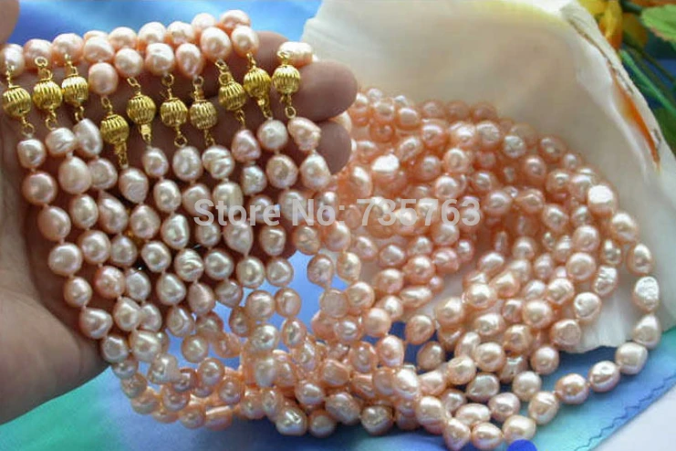 

HOT 0014945 wholesale 10item pink baroque freshwater pearl necklace