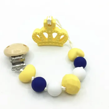 

Baby Pacifier Chain Silicone Beads Teething Pacifiers Clip Nipple Chain Infant Wood Soother Clips Chain Holder