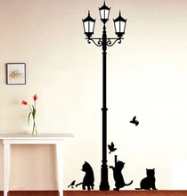 Free Shipping Popular Ancient Lamp Cats and Birds font b Wall b font font b Sticker