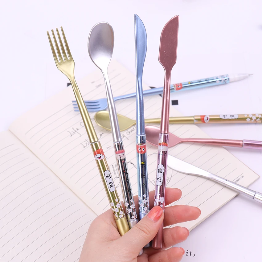 

4PCS Kawaii Tableware Shape Gel Pen Plastic 0.5mm Creative Cartoon School Writing Office Supplies Pens Stationery