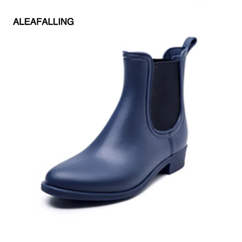 

Aleafalling Fashion New Design Rain Boots Frosted Texture Elastic Band Motorcycle Shoes Waterproof Girl Ankle Rainboots W022-1