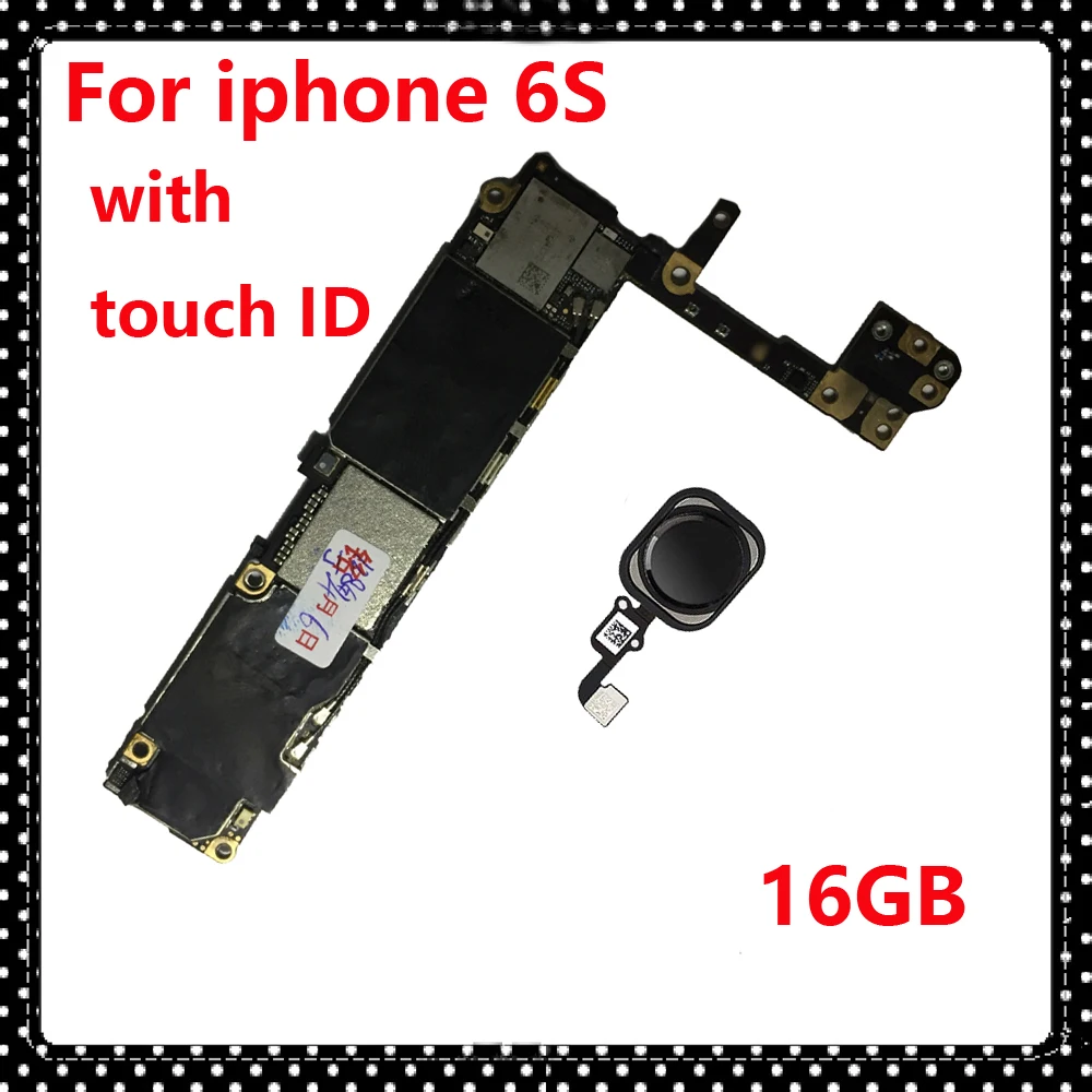 

16GB 100% original motherboard with / without touch ID for iphone 6S 6 S clean iCloud IOS system logic board unlocked mainboard