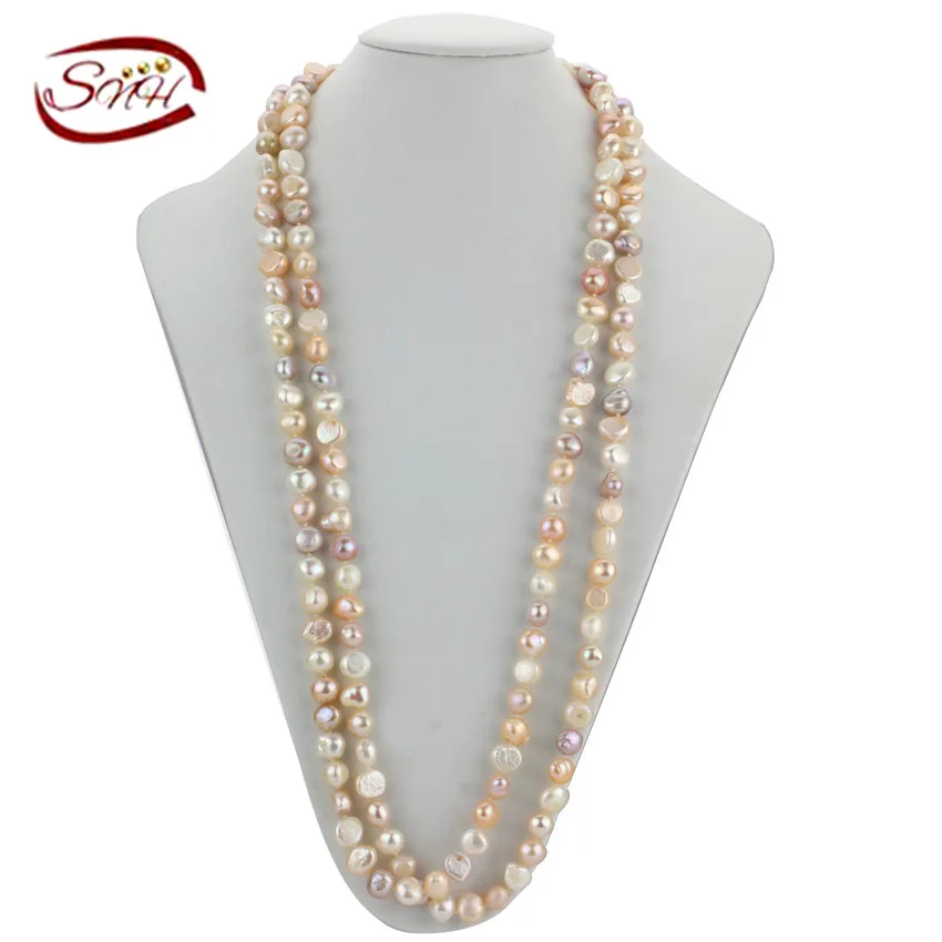 Snh 100 Natural Pearl Necklace Beads Necklace 160cm 9 10mm Natural