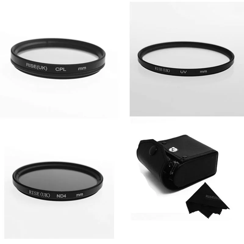 RISE(UK) 58mm UV+CPL+ND4 Filter Camera Filters Kit with Case+gift for Canon Nikon Sony DSLR