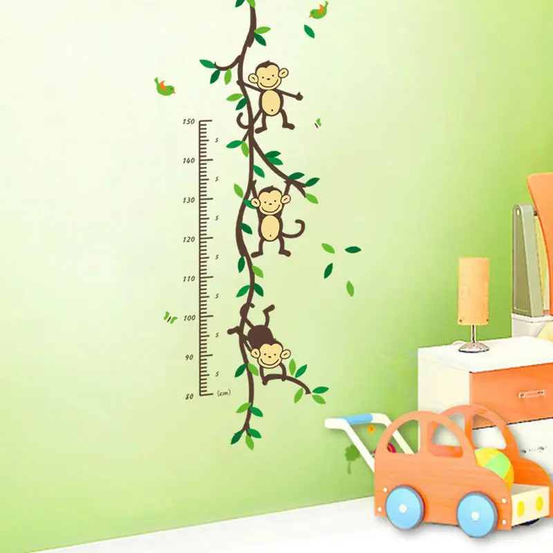 

Monkey Vine Growth Height Chart Removable Wall Decal Kids Baby Nursery Decor Home Decoration Stickers