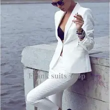 Изготовленные по индивидуальному заказу Модные женские смокинги цвета слоновой кости шаль костюмы с лацканами для женщин одна кнопка Деловые женские костюмы