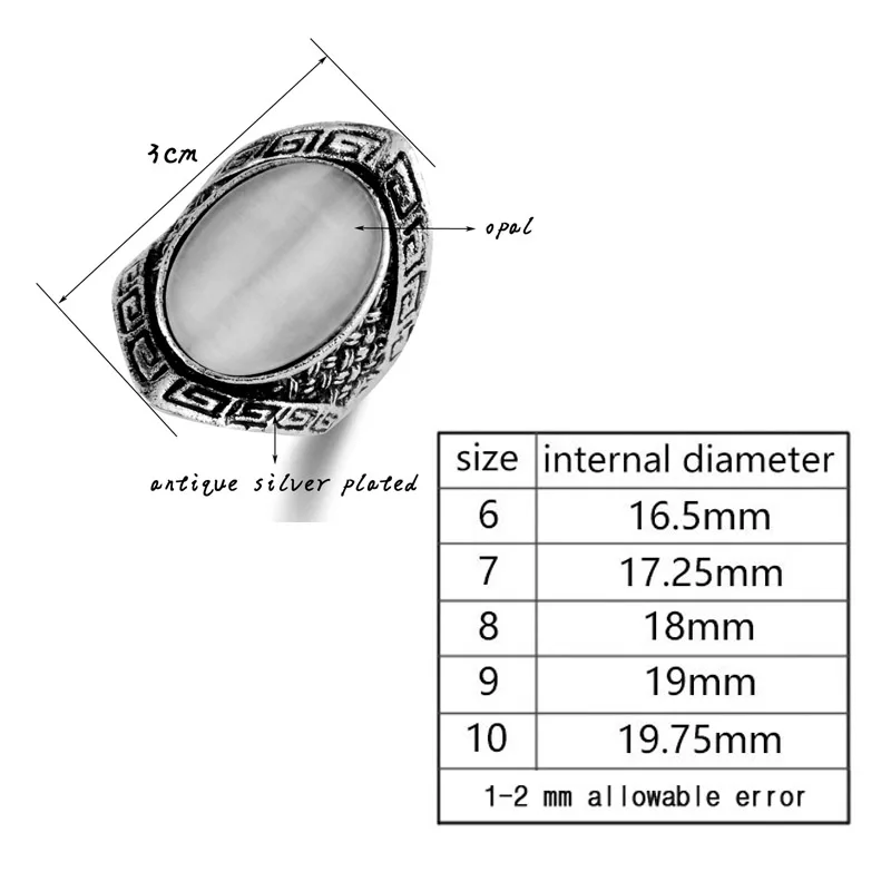 SINLEERY Винтаж белый Опаловый камень в форме овала большие свадебные кольца Античные Серебро Цвет узор кольца для Для женщин Модные украшения JZ602 SSH
