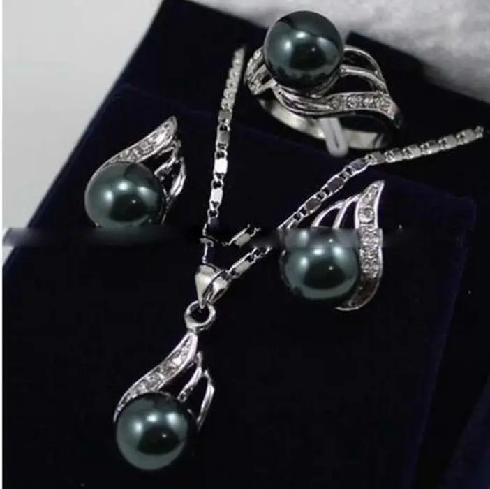 

7 Styles Ladies Jewelry Set Green Jade/Shell Pearl Necklace Earrings Ring Set