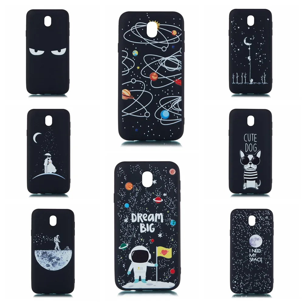 Starry sky Series Black Silicone Phone case For Samsung Galaxy J3 2017 J330 J5 J530 J7 J730 phone cover caso etui |