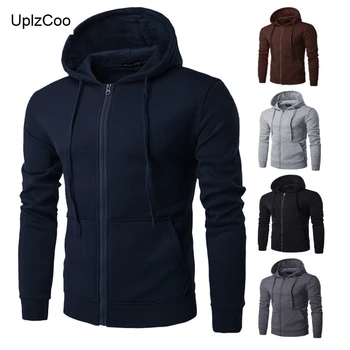 

UplzCoo Men's Hoodie Spring And Autumn Male Sportswear New Baseball Uniform Men Hooded Cardigan Solid Color Jacket zipper FM089